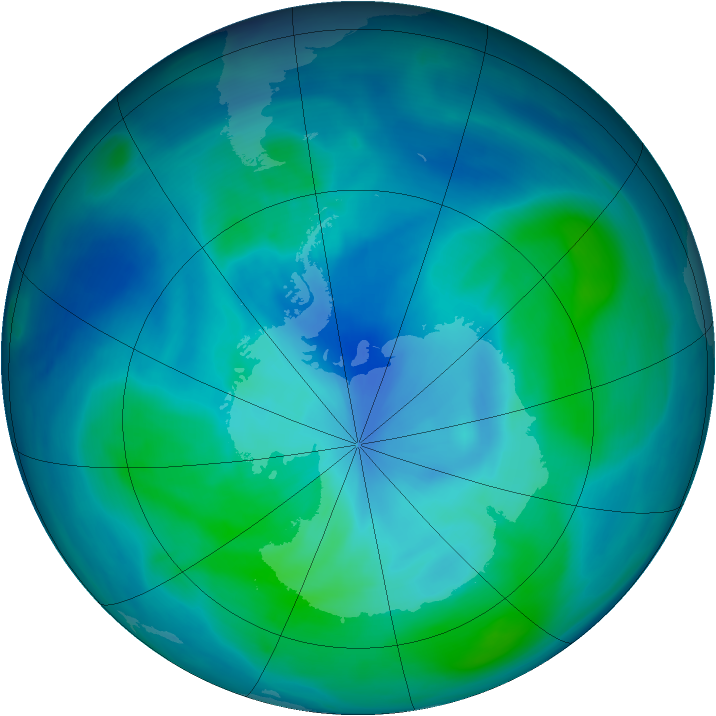 Antarctic ozone map for 23 February 2005